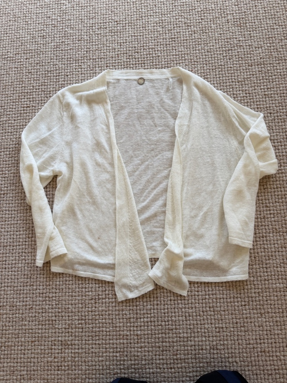 Margaret O'Leary Cream Open-Front Lightweight Cardigan